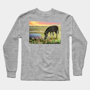 Sunset Zebra art. Wild African animals Long Sleeve T-Shirt